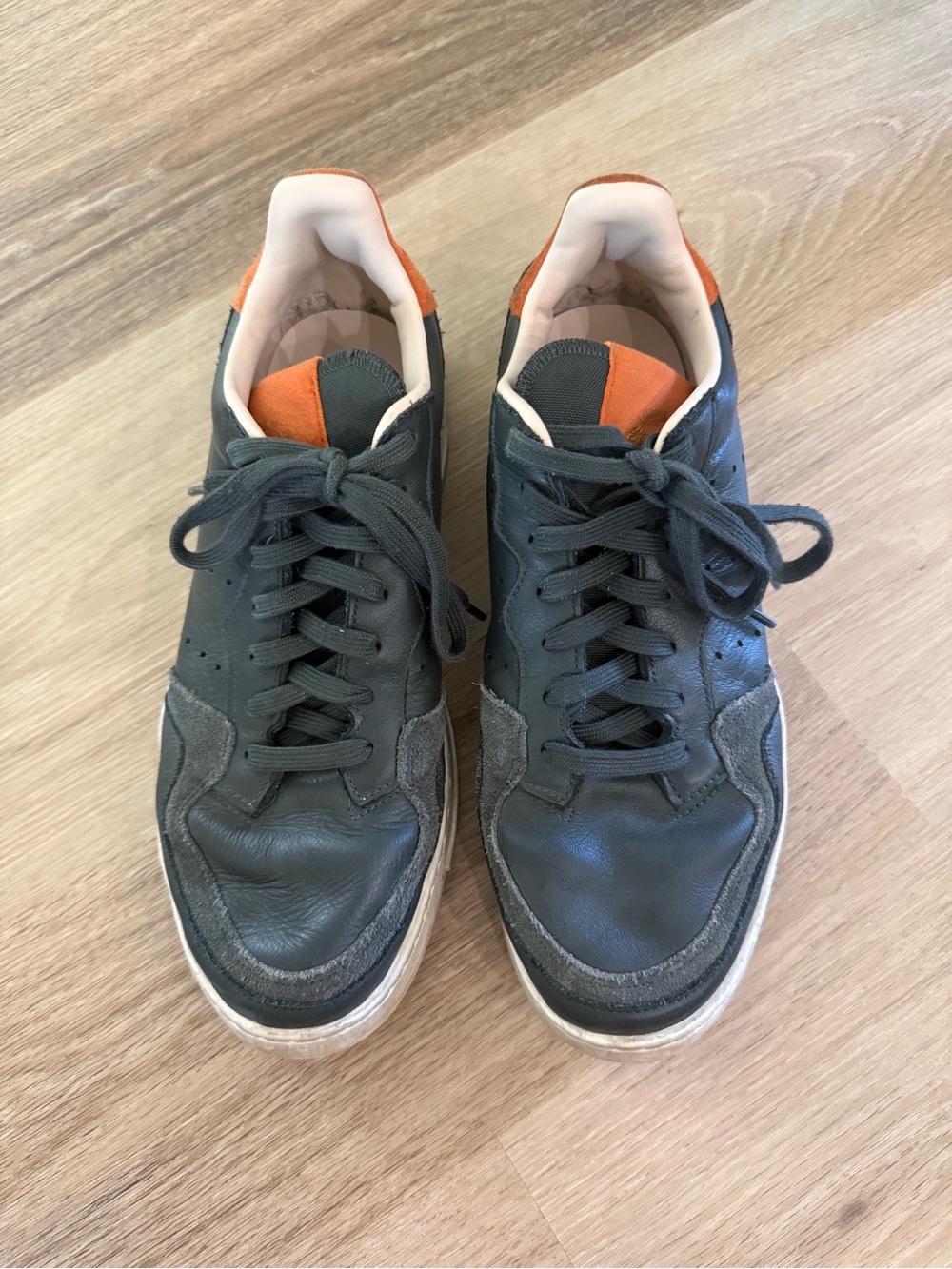 adidas Men's Dark Gray Sneakers with Orange Tongue Accent